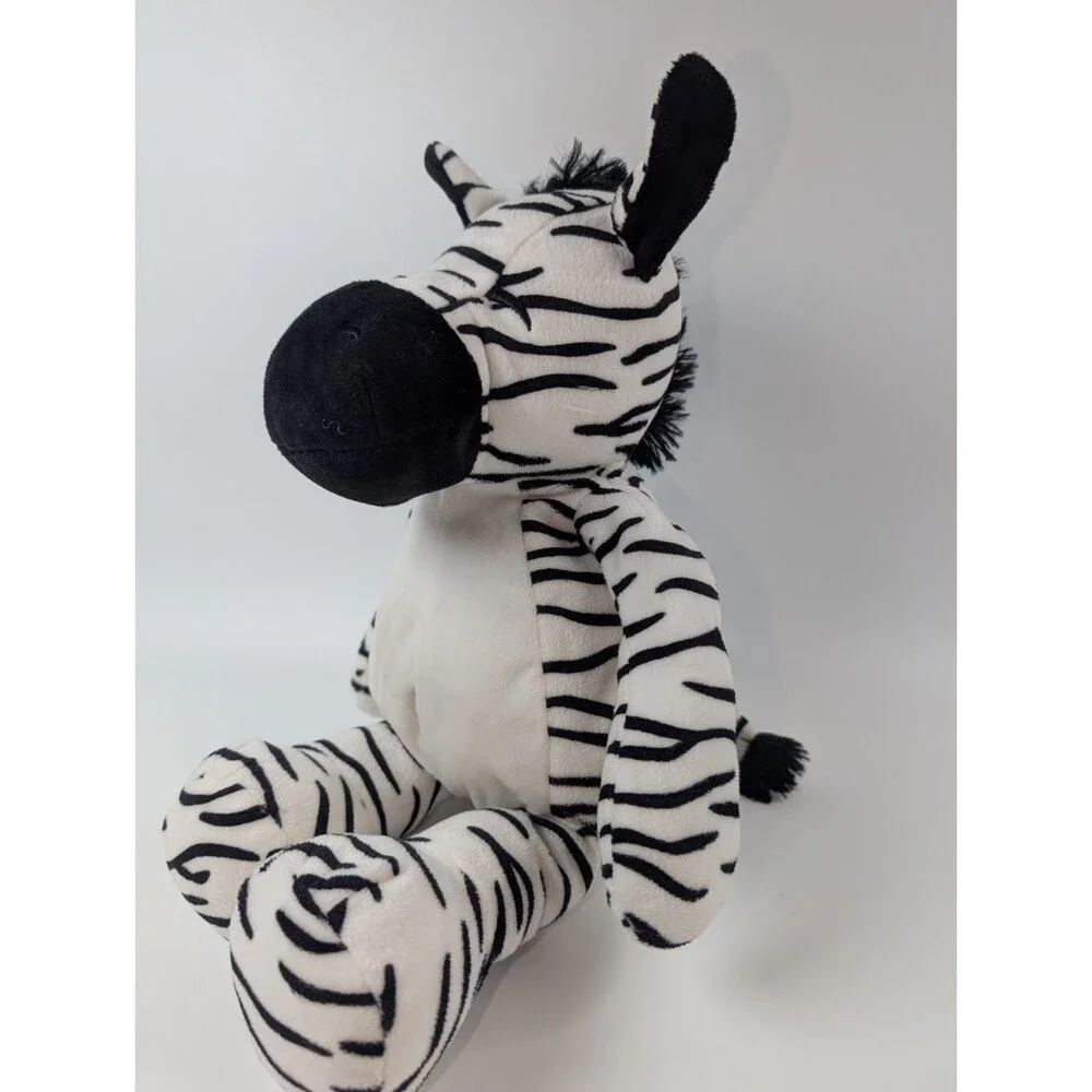 Manhattan Toy Zoe Zebra Plush Black White Stuffed Animal Sitting 15